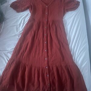 Sonoma orange red button up dress